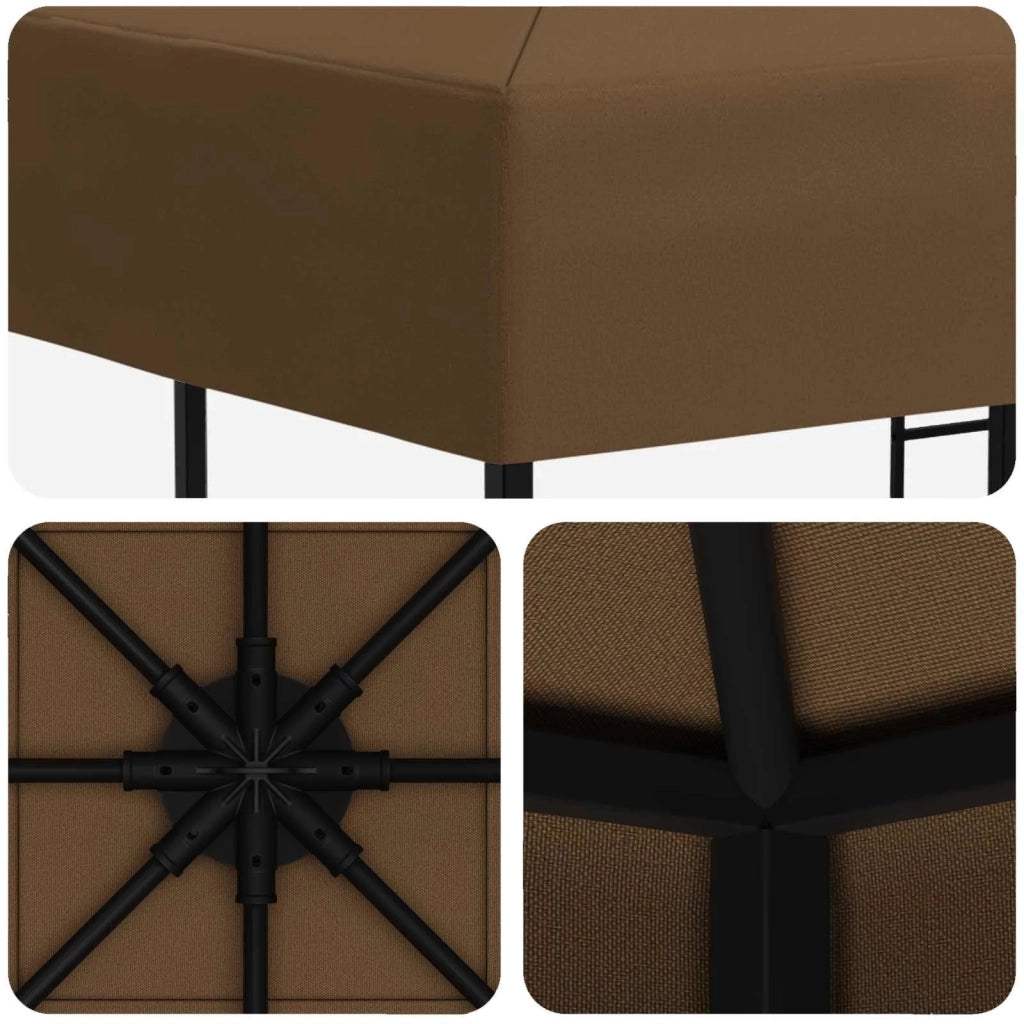 Gazebo 3 x 3 m Tortora Poliestere e Acciaio 190 900330