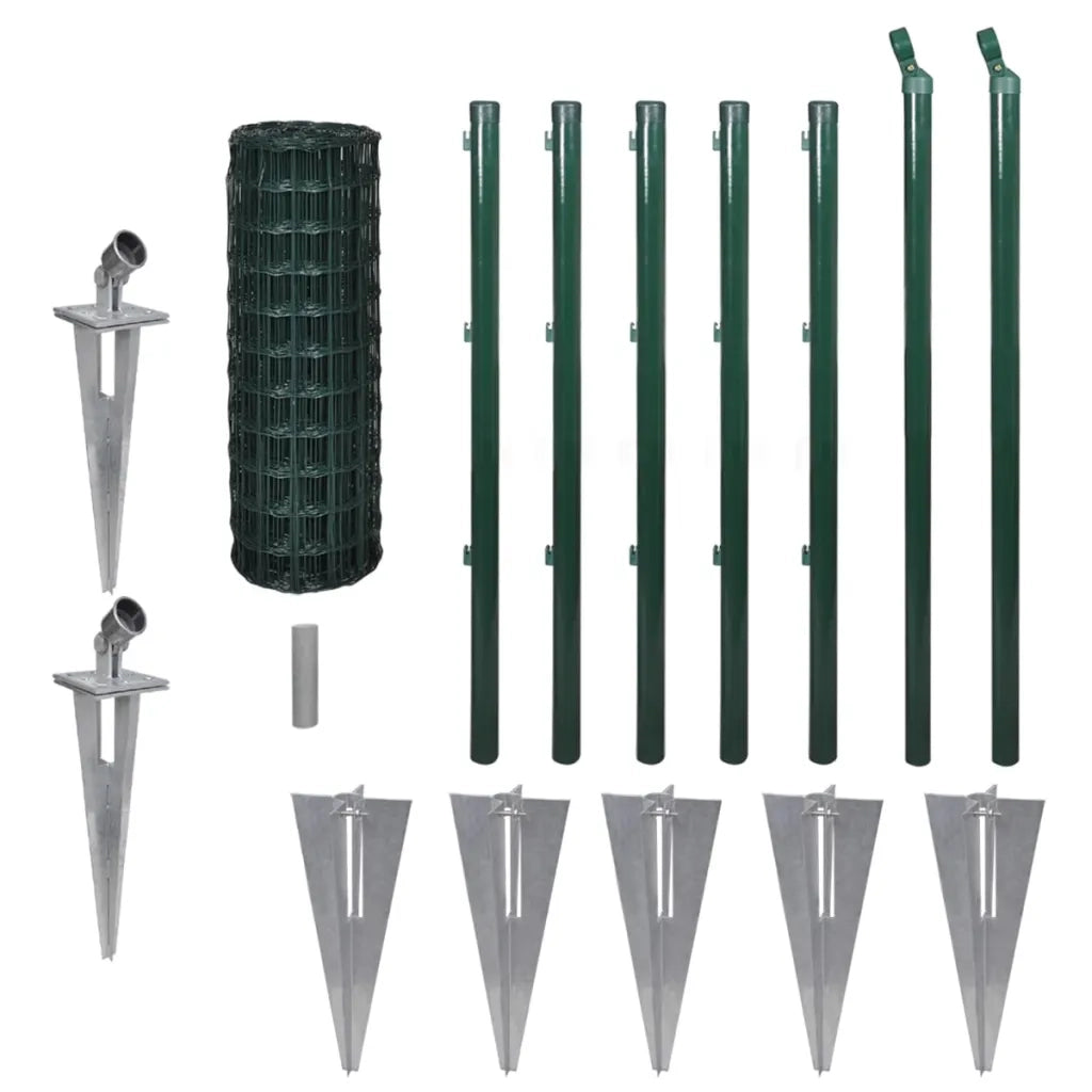 Recinzione da Giardino | Recinzione Euro in Acciaio 10x0,8 m Verde