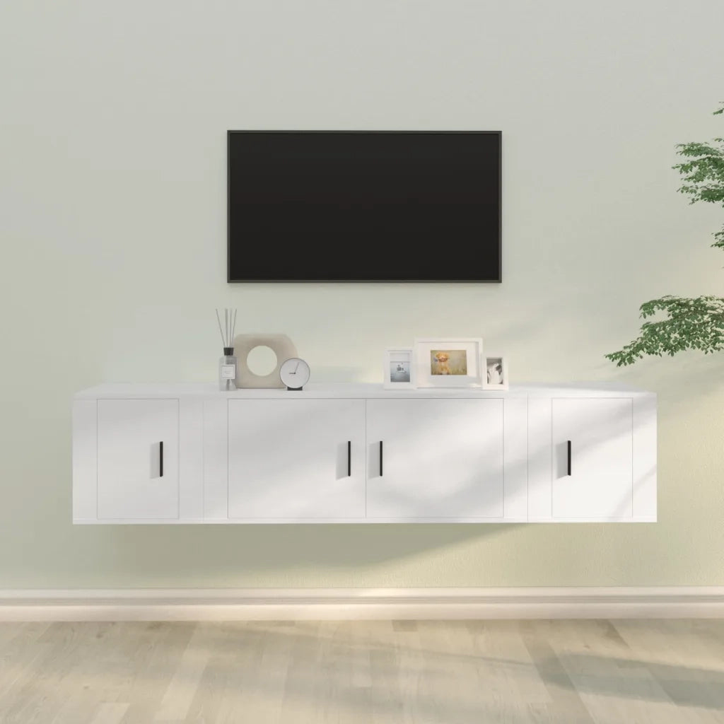 Set Mobili Porta TV 3 pz | Armadietto TV | Mobile Porta TV Bianco in Legno Multistrato