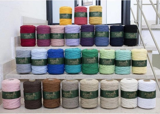 Tessuto in cotone 2 mm (blu elettrico) per macramé - ago e filo per ricamo - Made in Italy