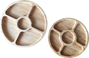 Set di assorbitori per snack in bambù, scodelle per snack, piatti in legno ecosostenibili, set a due pezzi, rotondi