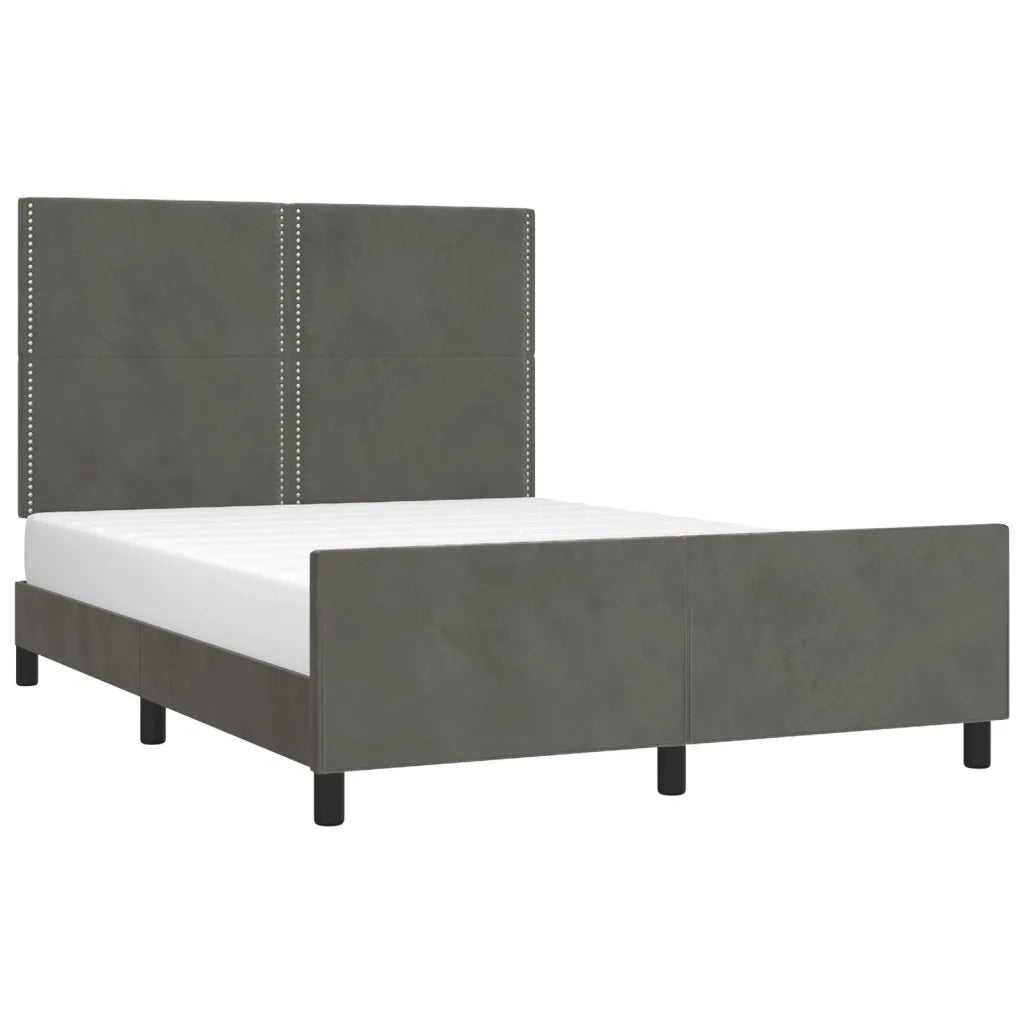 Giroletto senza Materasso Grigio Scuro 140x190 cm Velluto