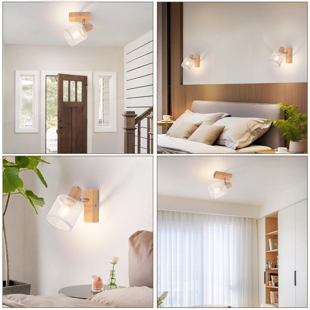 ZMH Faretto da soffitto 1 luce orientabile 350° aspetto legno per soggiorno