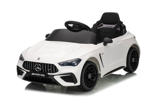 Macchina Elettrica per Bambini 12V Licenza Ufficiale Mercedes CLE53 Sedile in Pelle Bianco