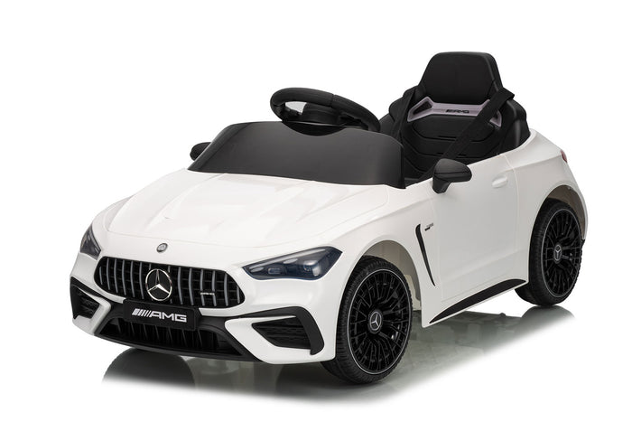 Macchina Elettrica per Bambini 12V Licenza Ufficiale Mercedes CLE53 Sedile in Pelle Bianco