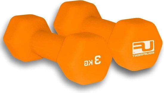 Halteri in Neopreen con Copertura Hexagonale | 3 kg | Arancione (2 pezzi)