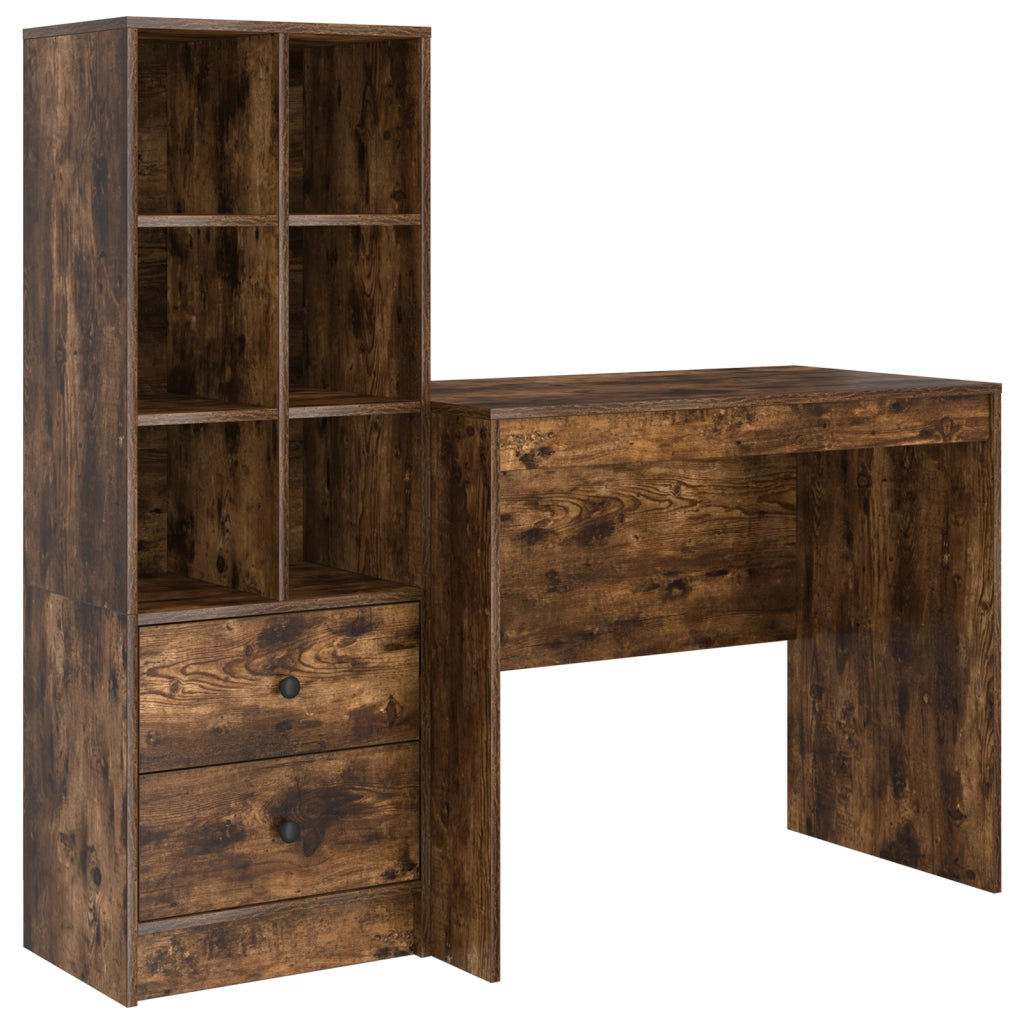 Scrivania con archiviazione in rovere affumicato, legno ingegnerizzato