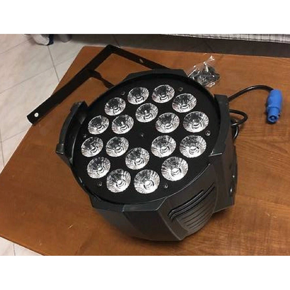 Trade Shop - Par Led Rgbwa Ip65 Dmx 18x18watt Uv 6 In 1 Luce Wood Party Fluo Powercon In Out -