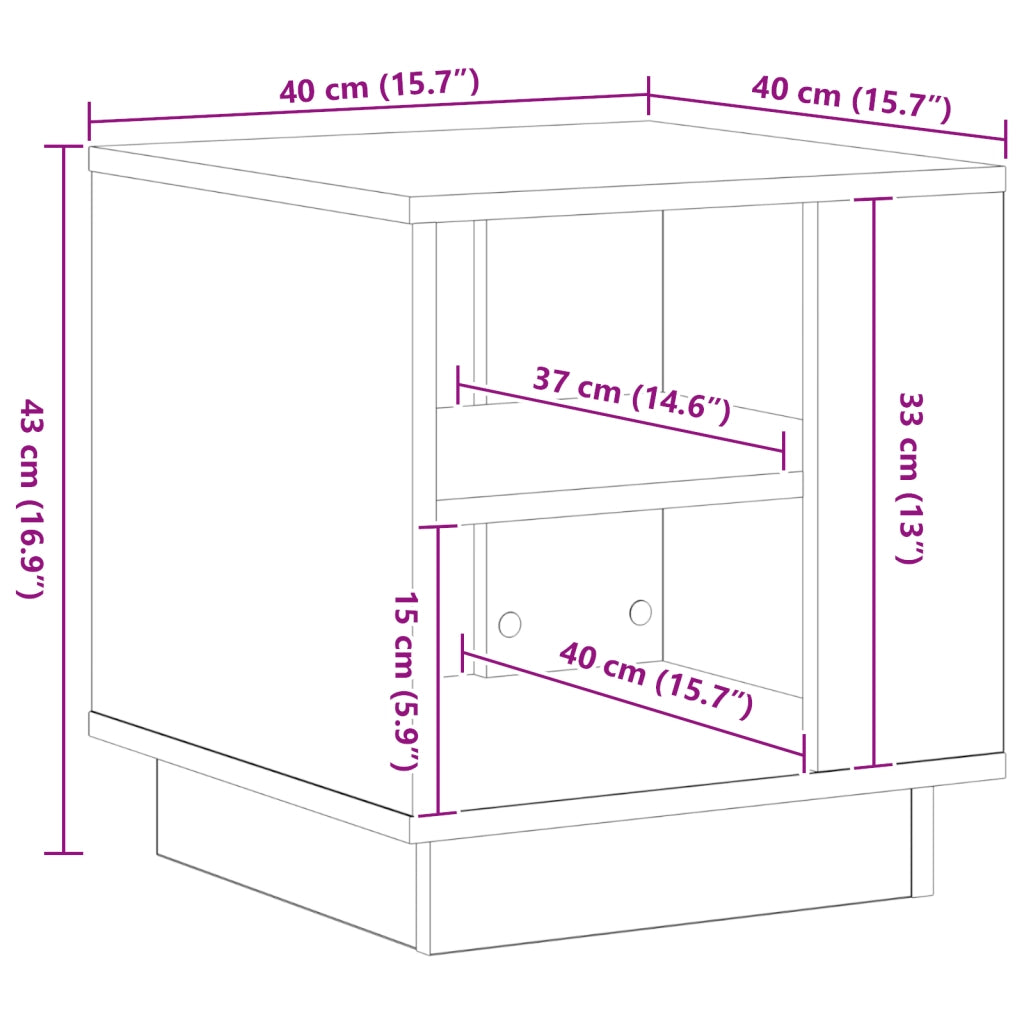 Tavolino da caffÃ¨  Nero Rovere 40x40x43 cm in Legno ingegnerizzato