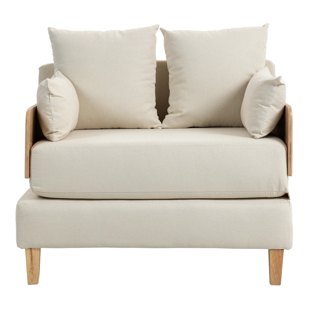 Poltrona Letto Seinlus con Apertura a Libro Divano Ribaltabile Cuscini Inclusi - Beige [en.casa]