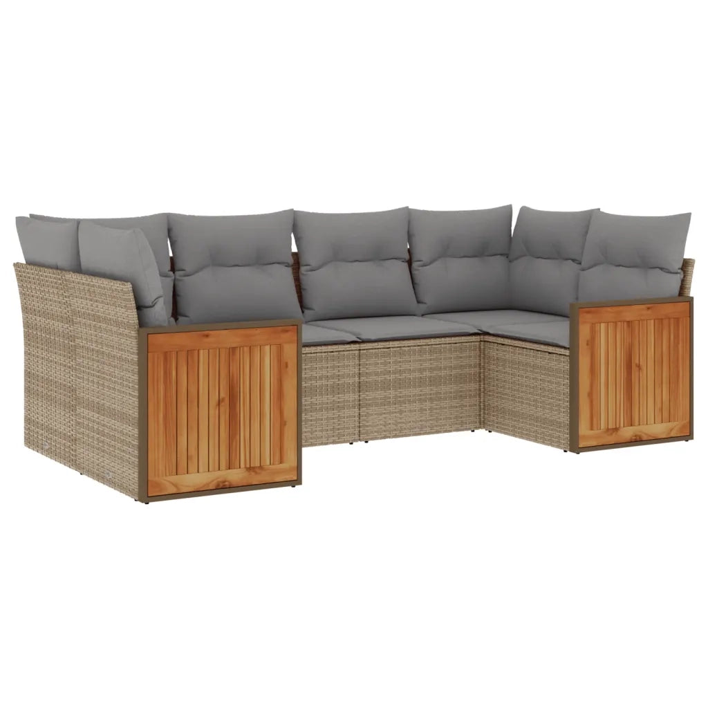 Set Divano da Giardino 6 pz con Cuscini Beige in Polyrattan 3227942