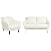 Set di divani a 3 posti tessuto di ciniglia bianco Gambe nere in ferro con braccioli Seduta spessa Stile moderno Soggiorno