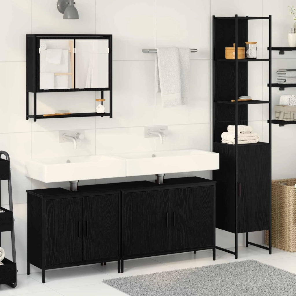 Set di mobili per il bagno 4 pcs Nero Legno multistrato 3334417