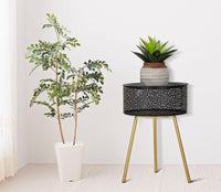 Tavolino Basso Ø35x50 cm in Metallo Nero