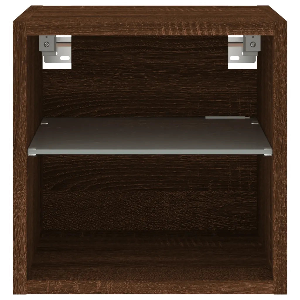 Mobili TV a Parete con Luci LED 2pz | Armadietto TV | Mobile Porta TV Rovere Marrone 30x28,5x30cm
