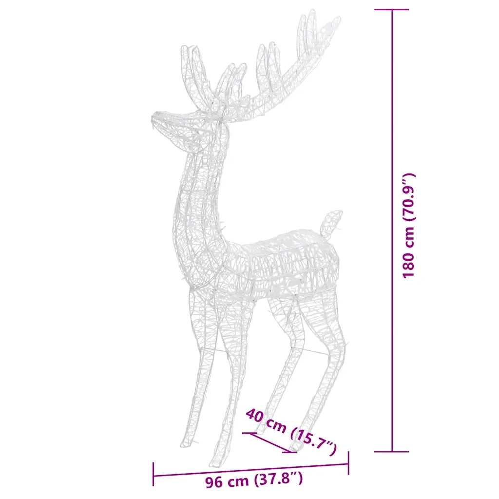 Renne di Natale XXL in Acrilico 250 LED 3 pz 180 cm Multicolore 3154364