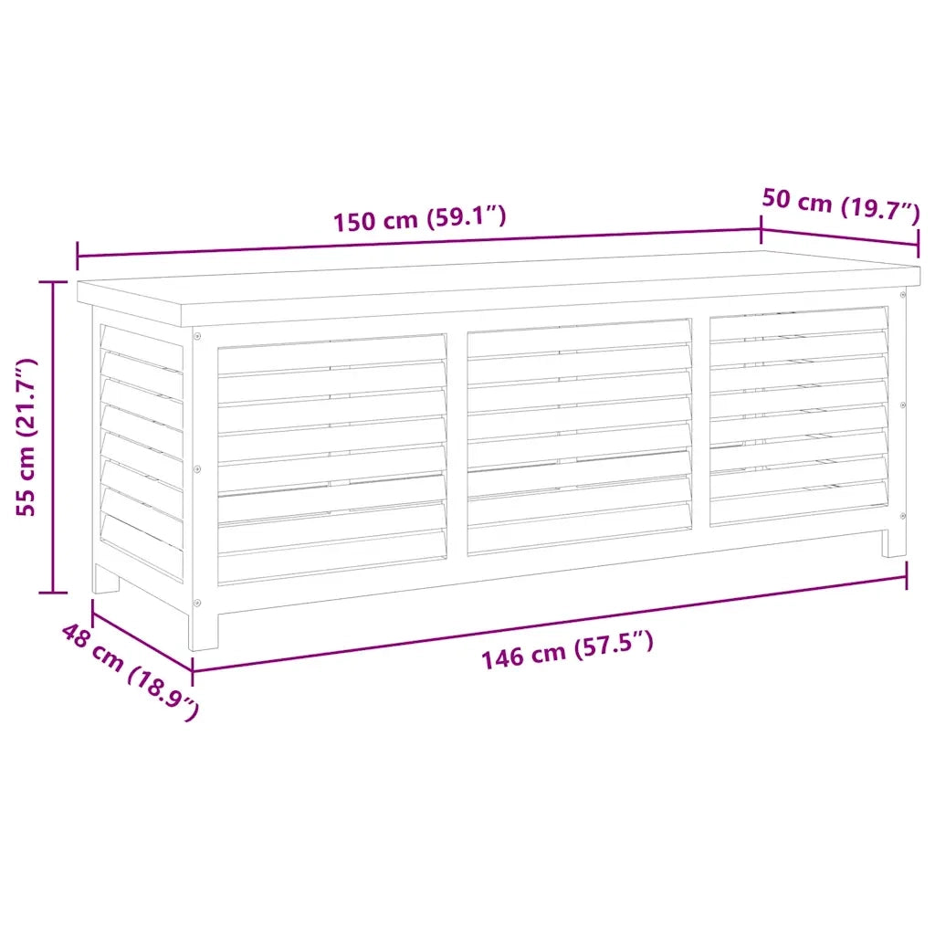 Cassapanca da Giardino 150x50x55 cm in Massello di Eucalipto cod mxl 55358