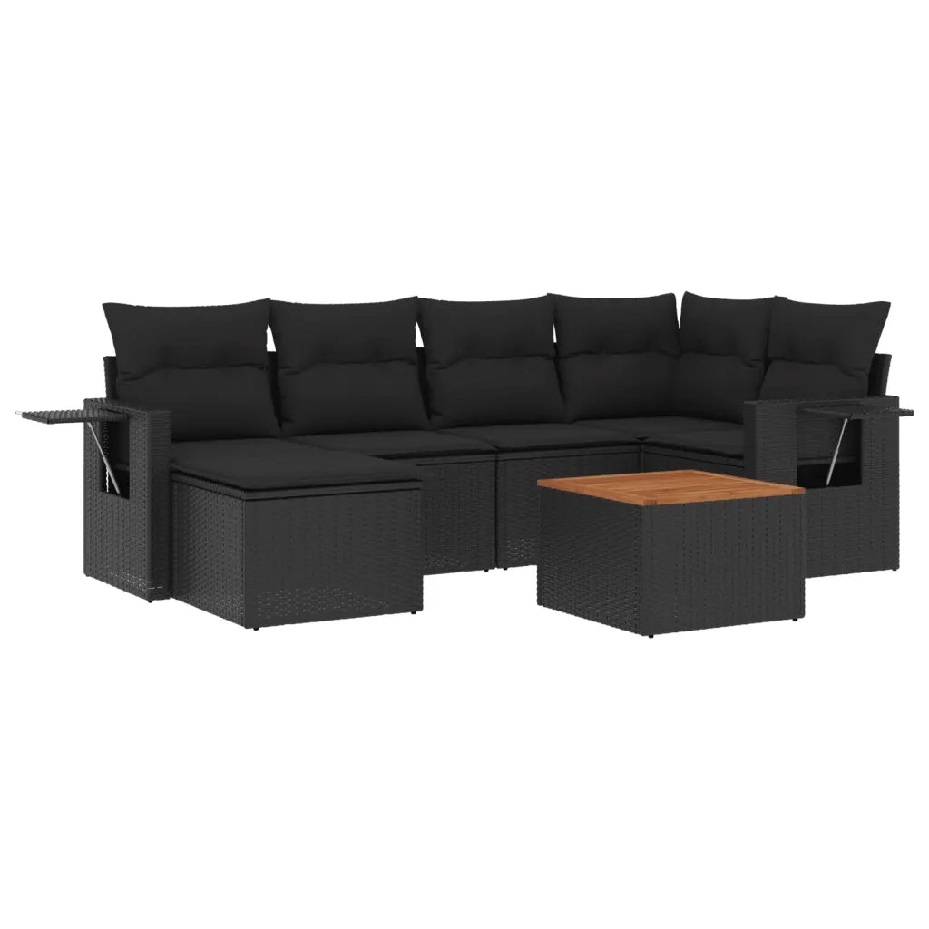 Set Divani da Giardino con Cuscini 7pz Nero Polyrattancod mxl 88964