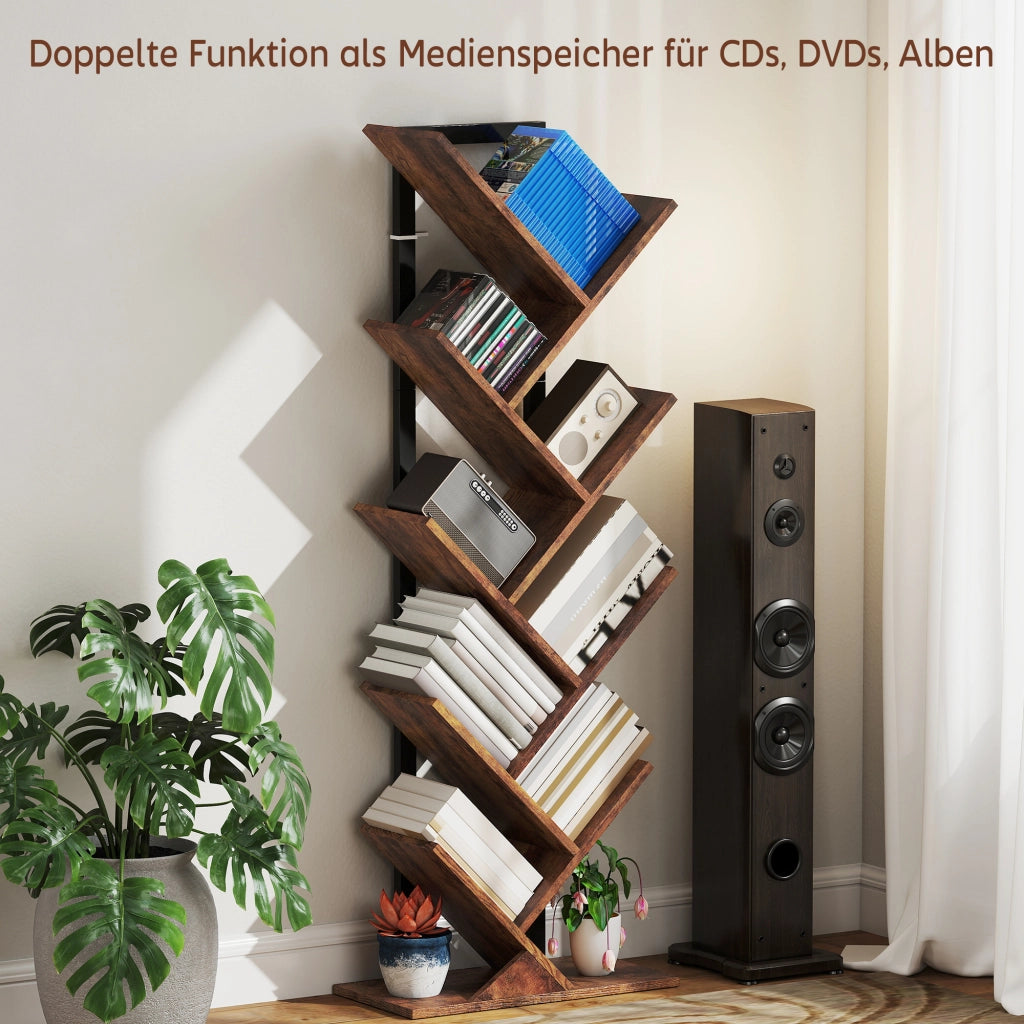 Libreria Rustica con 9 Ripiani per Ufficio ¨C Zephmum ¨C Legno Marrone 80x24x180