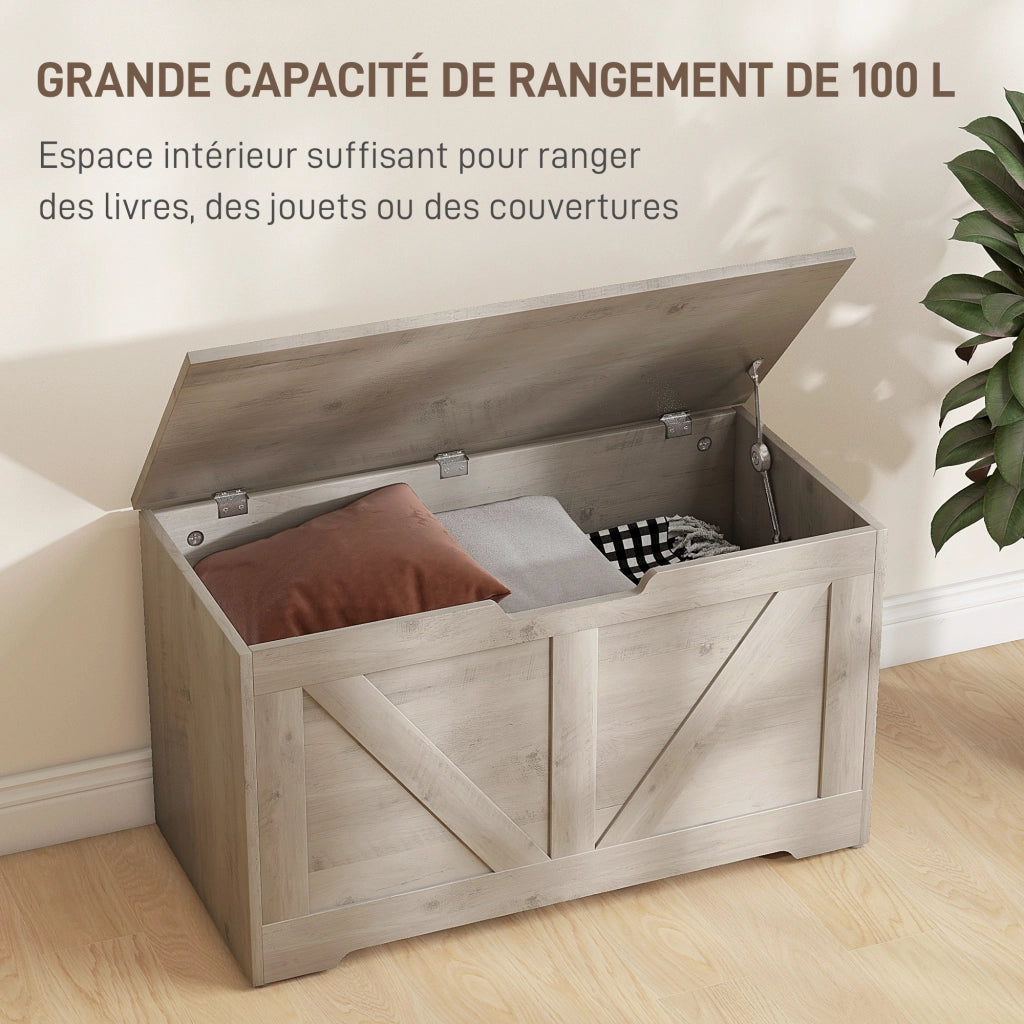 Coffre de Rangement Meuble d'Entrée Rustique 80x40x45cm Gris