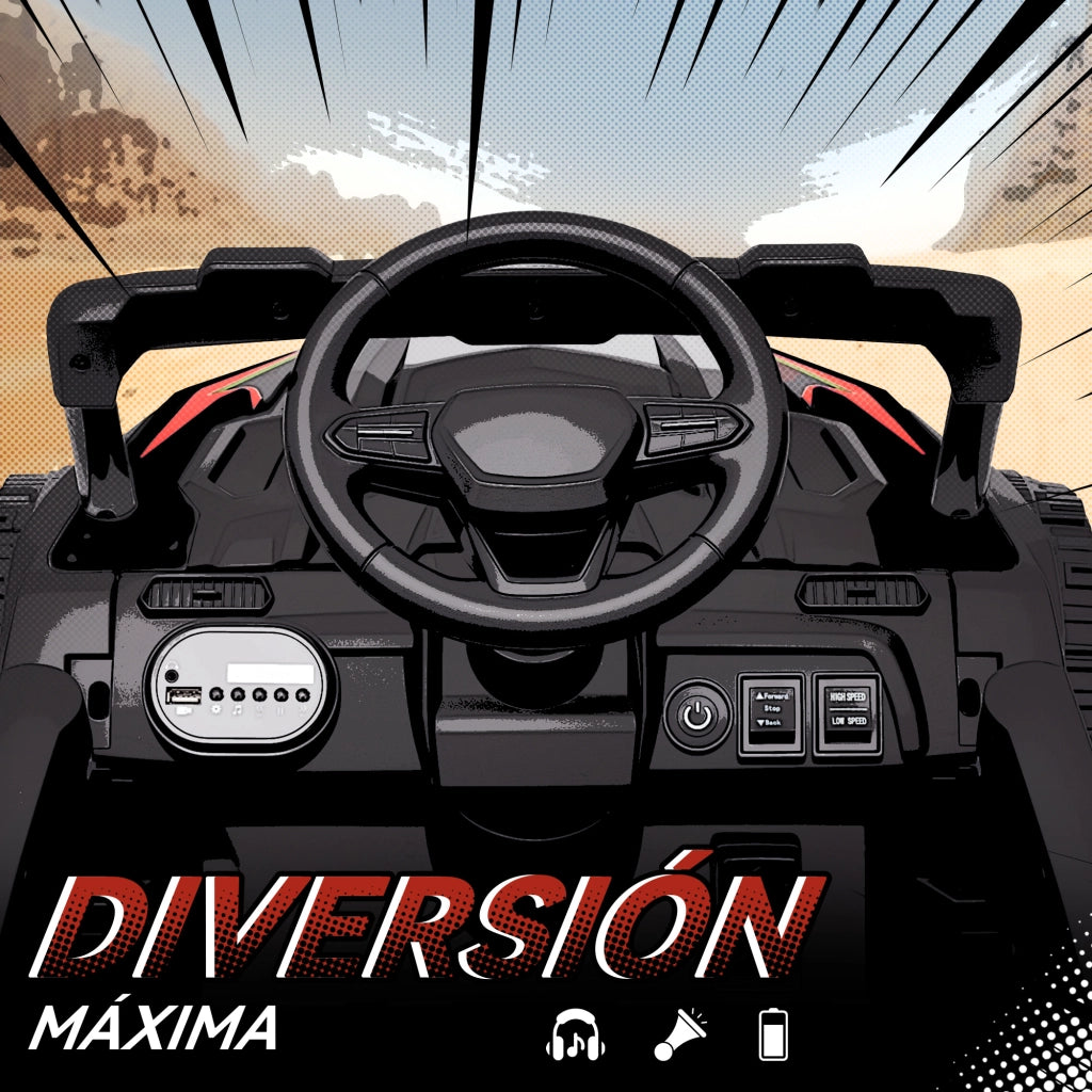 Auto Elettrica Bambini 12V 2 Motori Telecomando Sospensione Luci Musica ¨C Xylo ¨C Nero