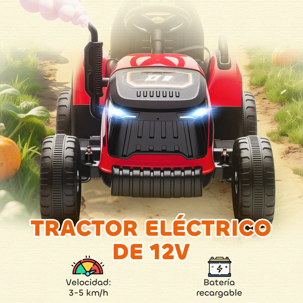 Trattore Elettrico per Bambini con Rimorchio Sganciabile ¨C Minimal ¨C Rosso