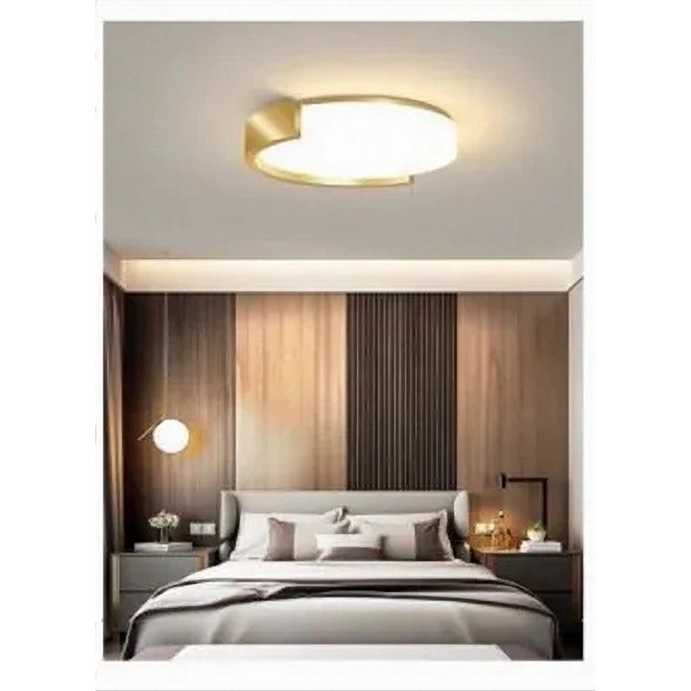 Trade Shop - Plafoniera Led 24w Cerchio Oro Design Moderno Soffitto Tonda Luce Naturale 50118 -