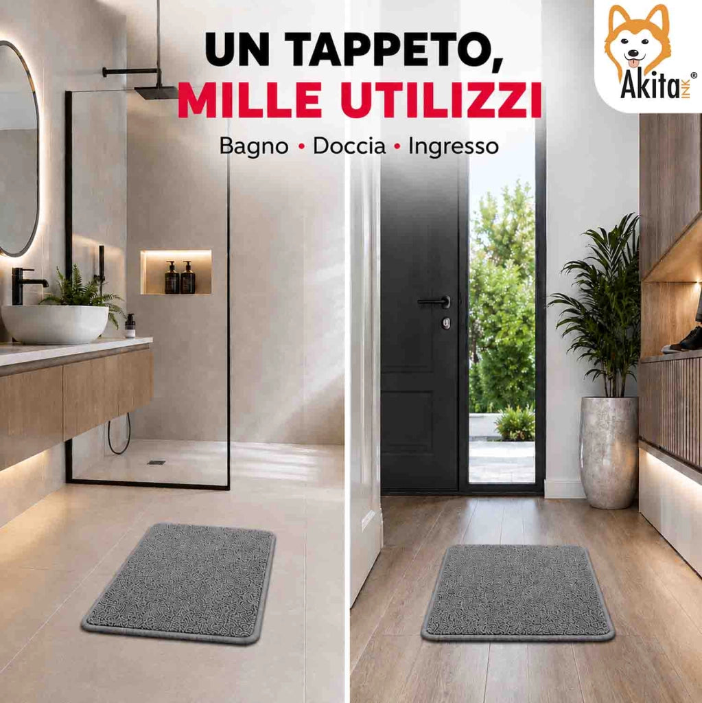Akitaink Tappeto Multiuso in Microfibra 40x60 cm Grigio