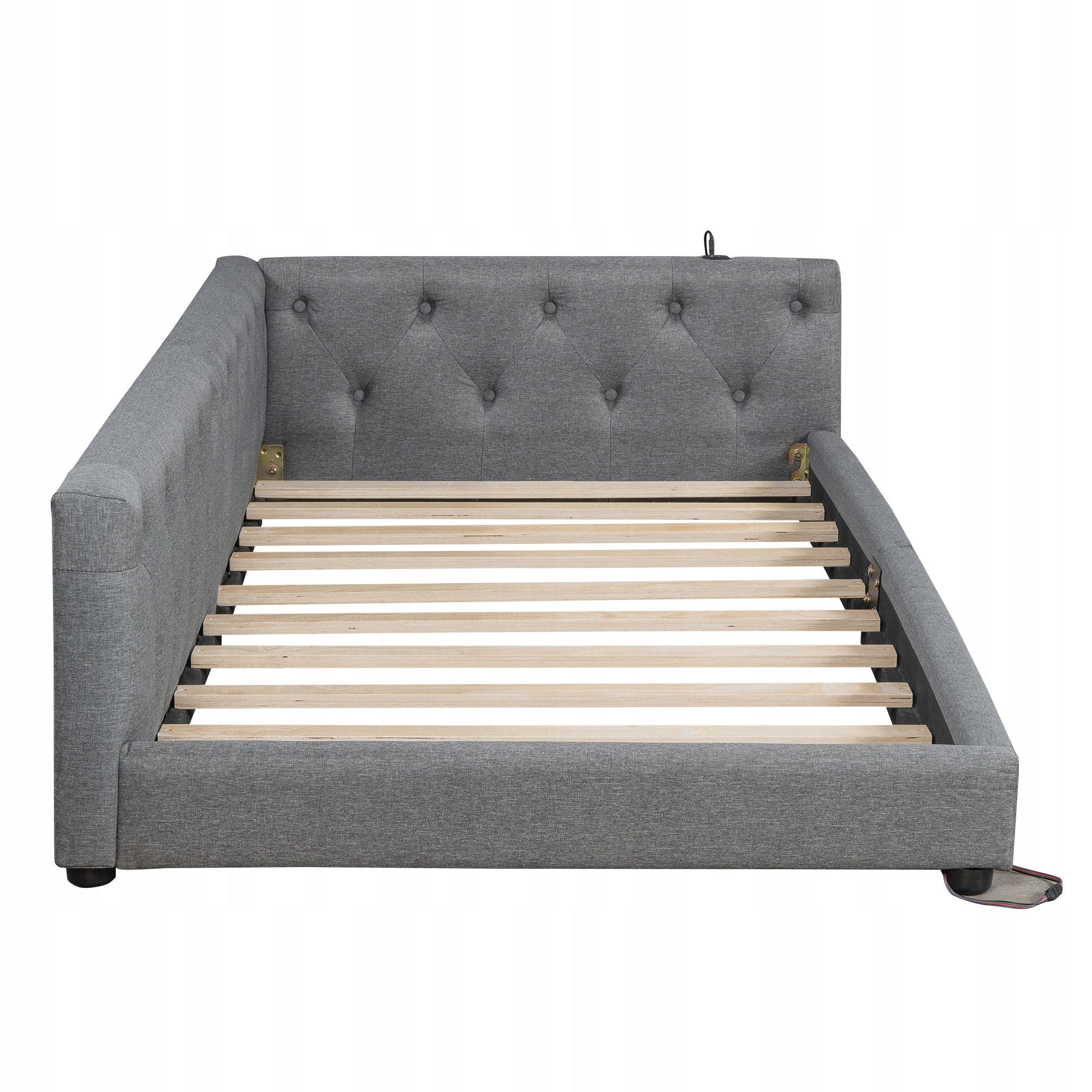 Divano letto 90x200 - Xylo - LED, USB-C, lino, grigio