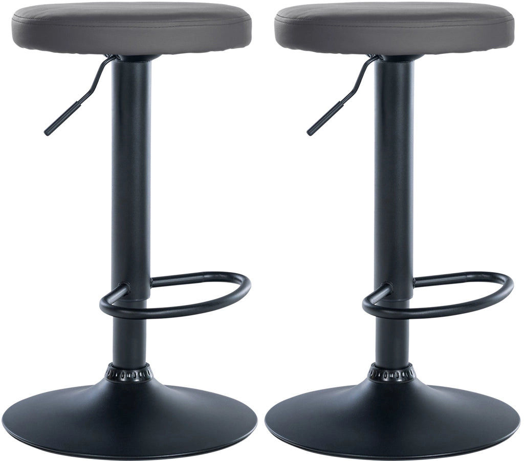 Set di 2 sgabelli da bar Ponte in similpelle grigio,Metallo nero opaco