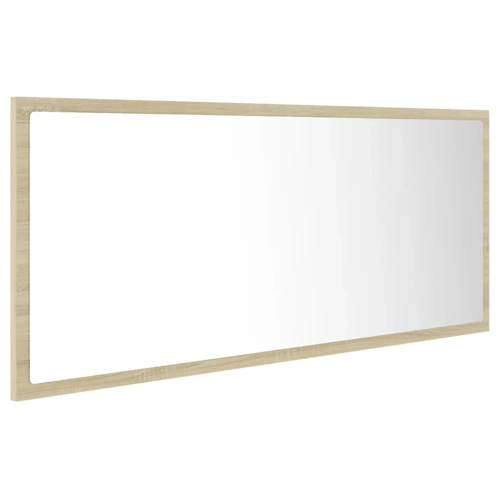 Specchio da bagno a LED 100 x 8,5 x 37 cm acrilico rovere Sonoma 02_0006960