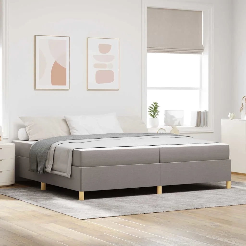 vidaXL Letto a molle con materasso Taupe e bianco 200 x 200 cm Tessuto