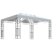 Gazebo | Pergolato con Tetto Doppio e Stringa di Luci LED 3x4 m Bianco