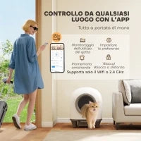 Lettiera Autopulente per Gatti 1-5 kg con Box per Fragranza e Sacchetti, in PP, 55.5x51x58.5 cm, Bianco e Grigio