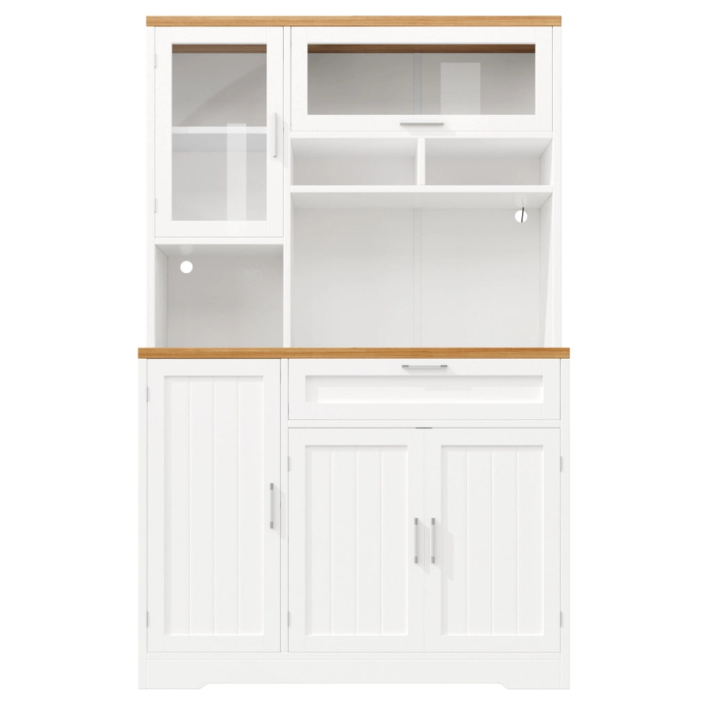 Credenza alta 104x40x180 cm con illuminazione LED; in MDF e metallo; bianca
