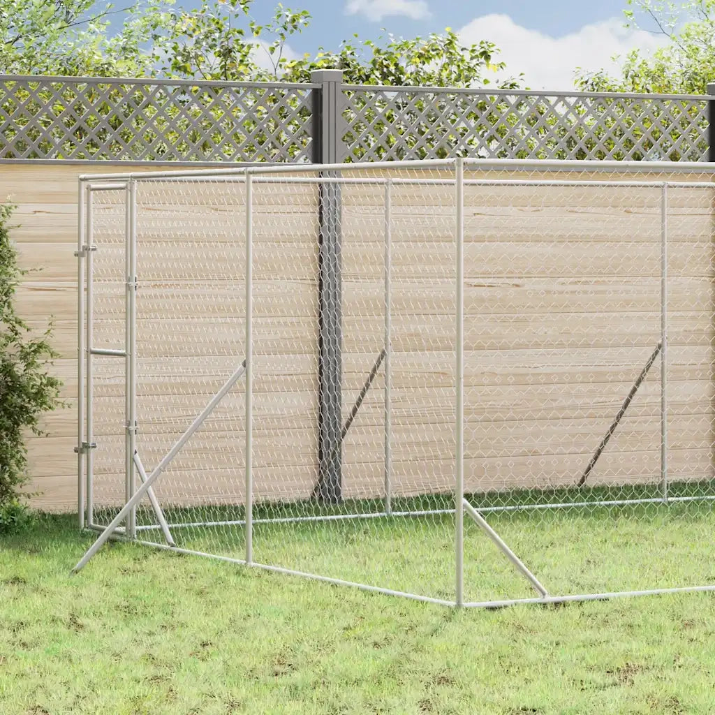 Cuccia per Cani da Esterno Argento 4x8x2 m in Acciaio Zincatocod mxl 69780