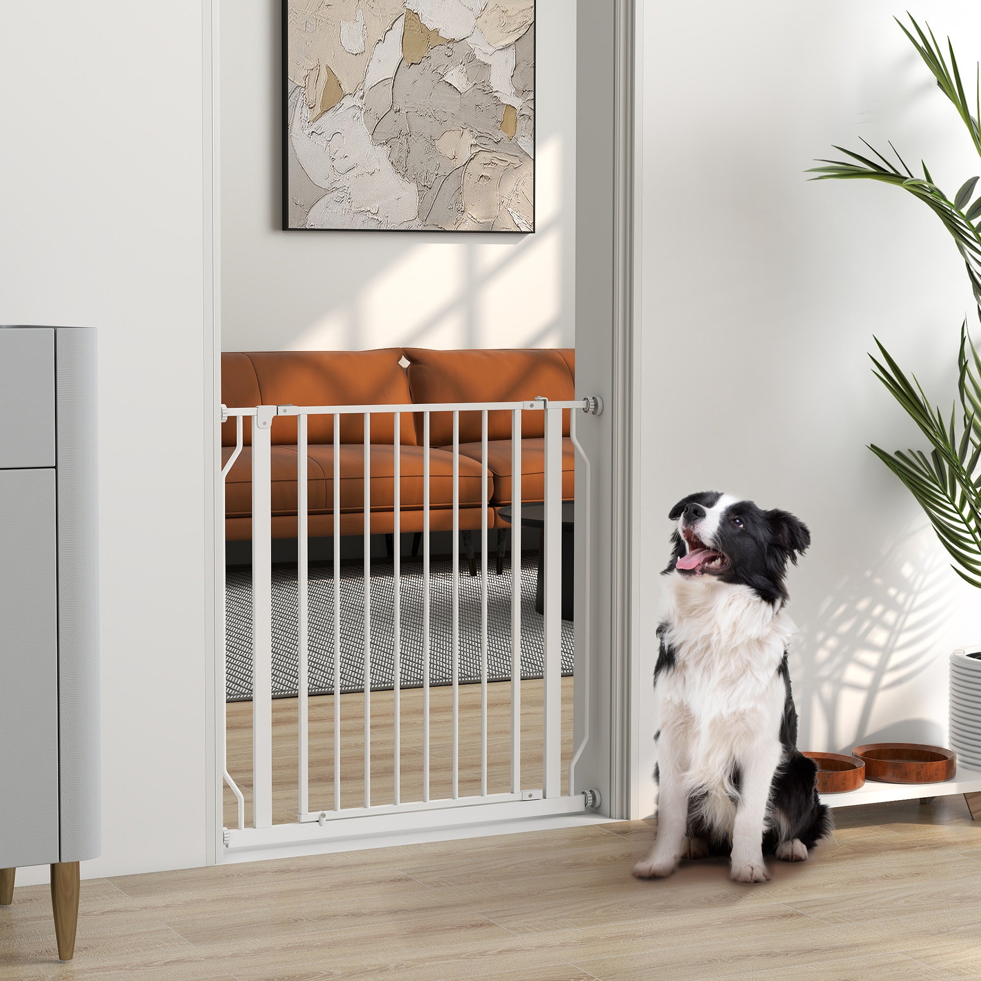 Cancelletto di Sicurezza per Cani e Gatti Estensibile 75-85x76cm Acciaio Bianco