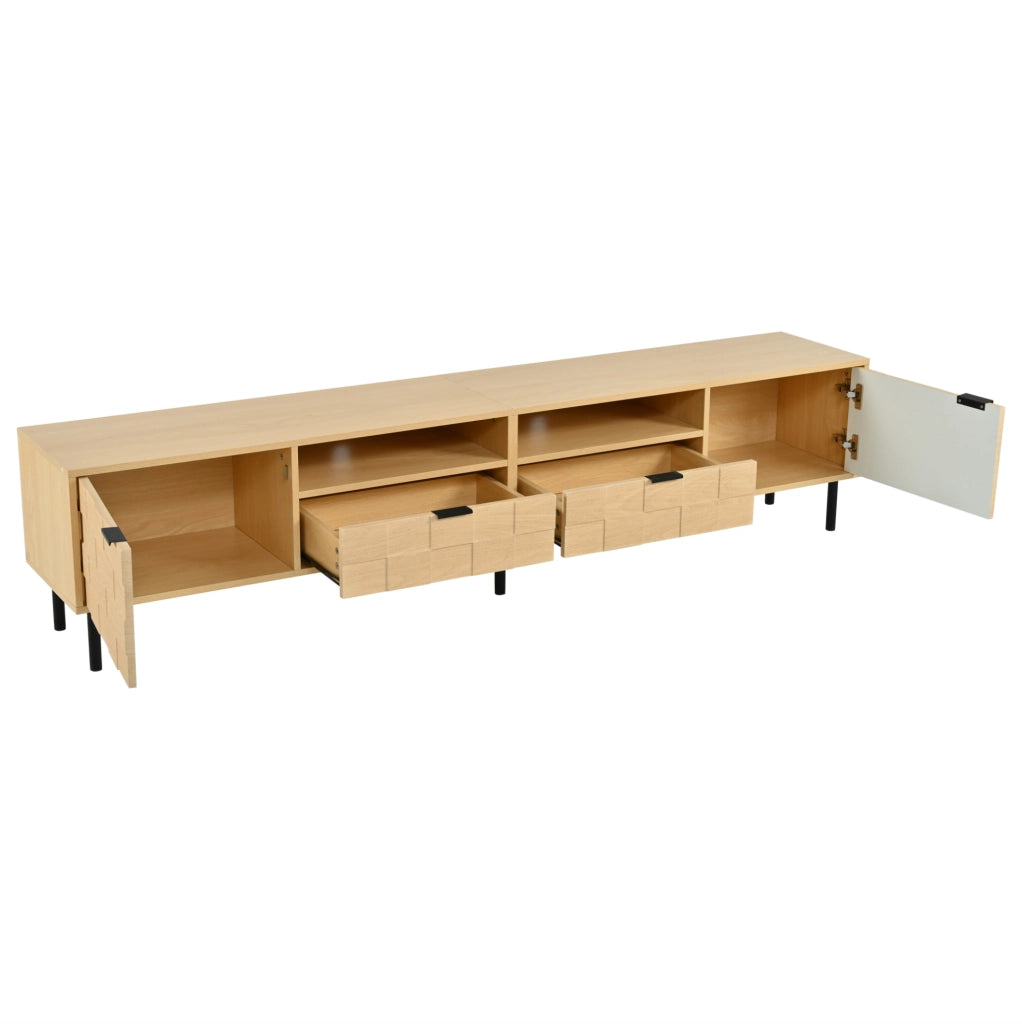 Mobile TV 200x35x44.5 cm con 2 cassetti; 2 ante e 2 vani aperti in MDF e truciolato naturale