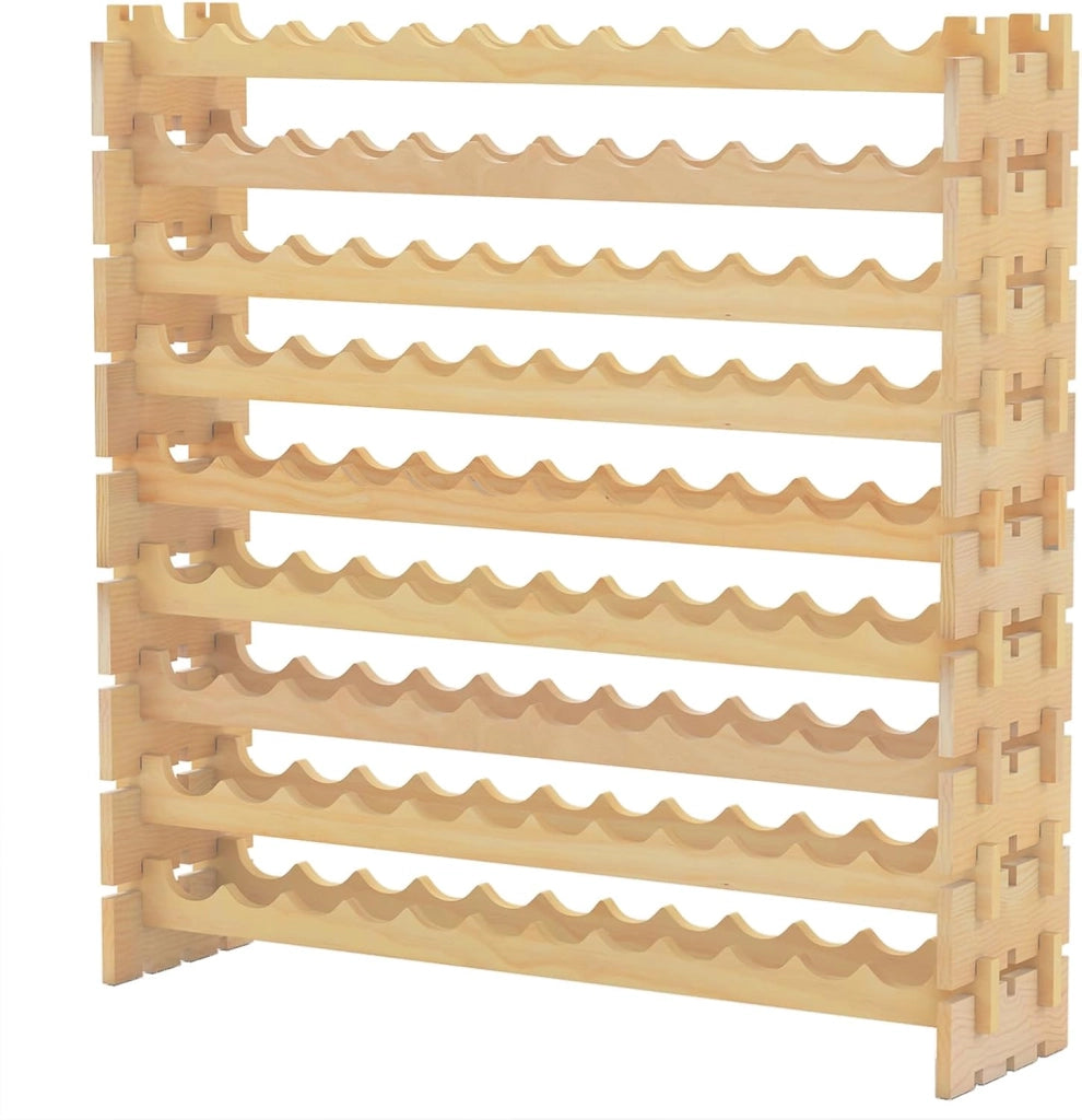 Cantinetta per vini impilabile in legno, portabottiglie per 108 bottiglie, armadietto per vini con 9 livelli, supporto per bottiglie modulare per cucina e bar, scaffale in legno 120 x 29 x 118