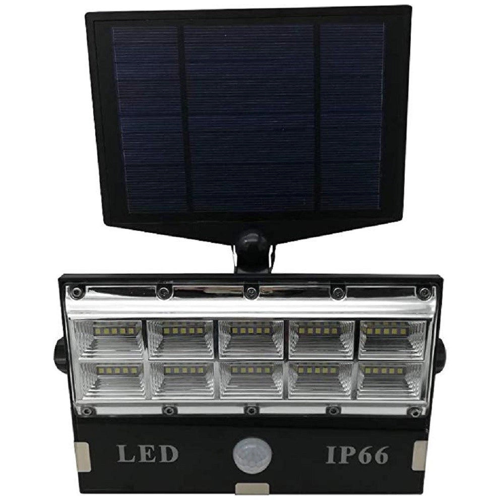 Trade Shop - Faro Faretto 50 Led Sensore Movimento E Pannello Solare Ricaricabile Luce Bianca -
