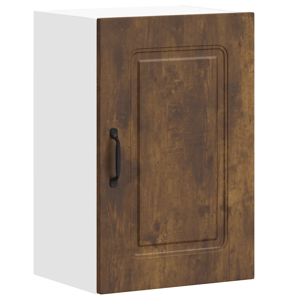 Pensile da cucina moderno con vano contenitore 40 x 31 x 60 cm realizzato in legno composito finitura rovere affumicato 02_0049975