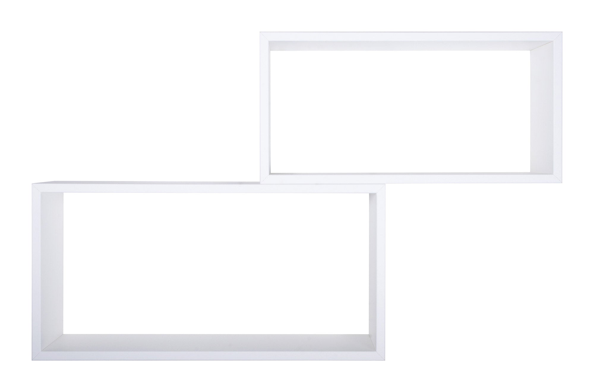 Set 2 Mensole Cubo da Parete Rettangolare in Fibra di Legno Bislungo Bianco