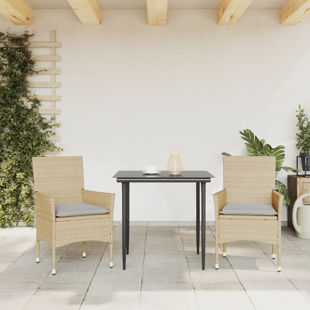 Sedie da Giardino con Cuscini 2 pz | Sedie da Esterno Beige in Polyrattan