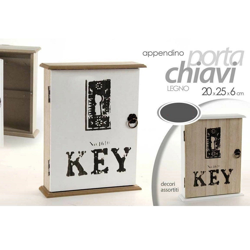 Trade Shop - Appendino Porta Chiavi Key Parete Con Ganci Legno 20x25x26cm Decori Ass. 762314 -