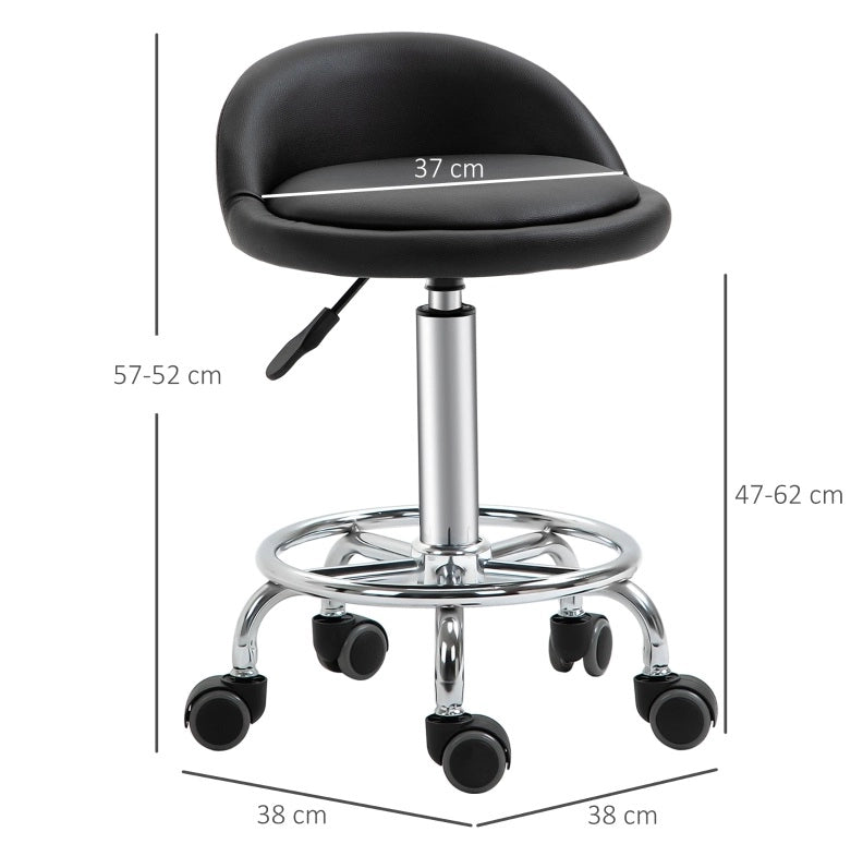 Set di 2 sgabelli ULEVR con schienale e ruote, altezza regolabile 57-72 cm, similpelle nera