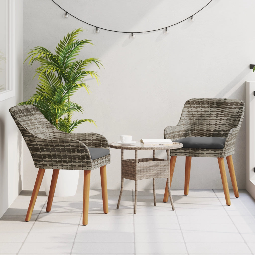 Poltrone da giardino con cuscini 2 pz Grigio in polirattan