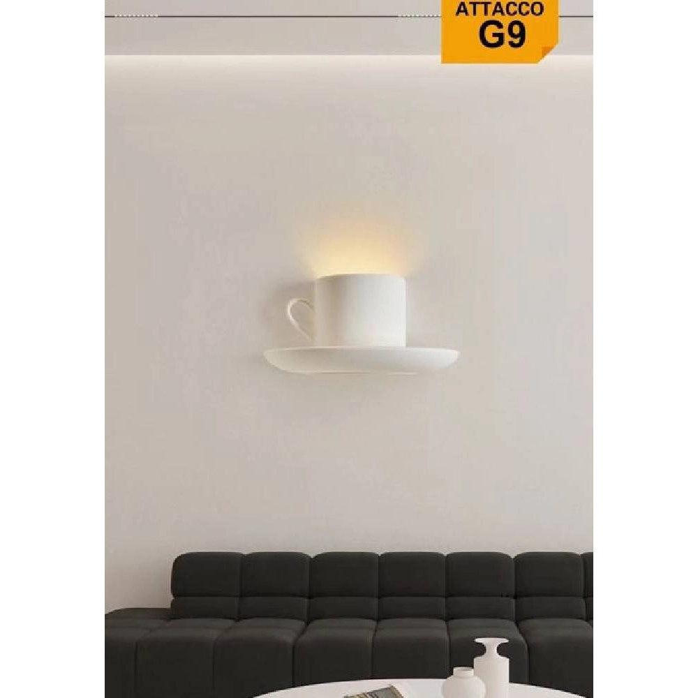 Trade Shop - Applique Gesso A Forma Di Tazza Da Caffè A Parete Verniciabile Attacco G9 Gs-e85 -