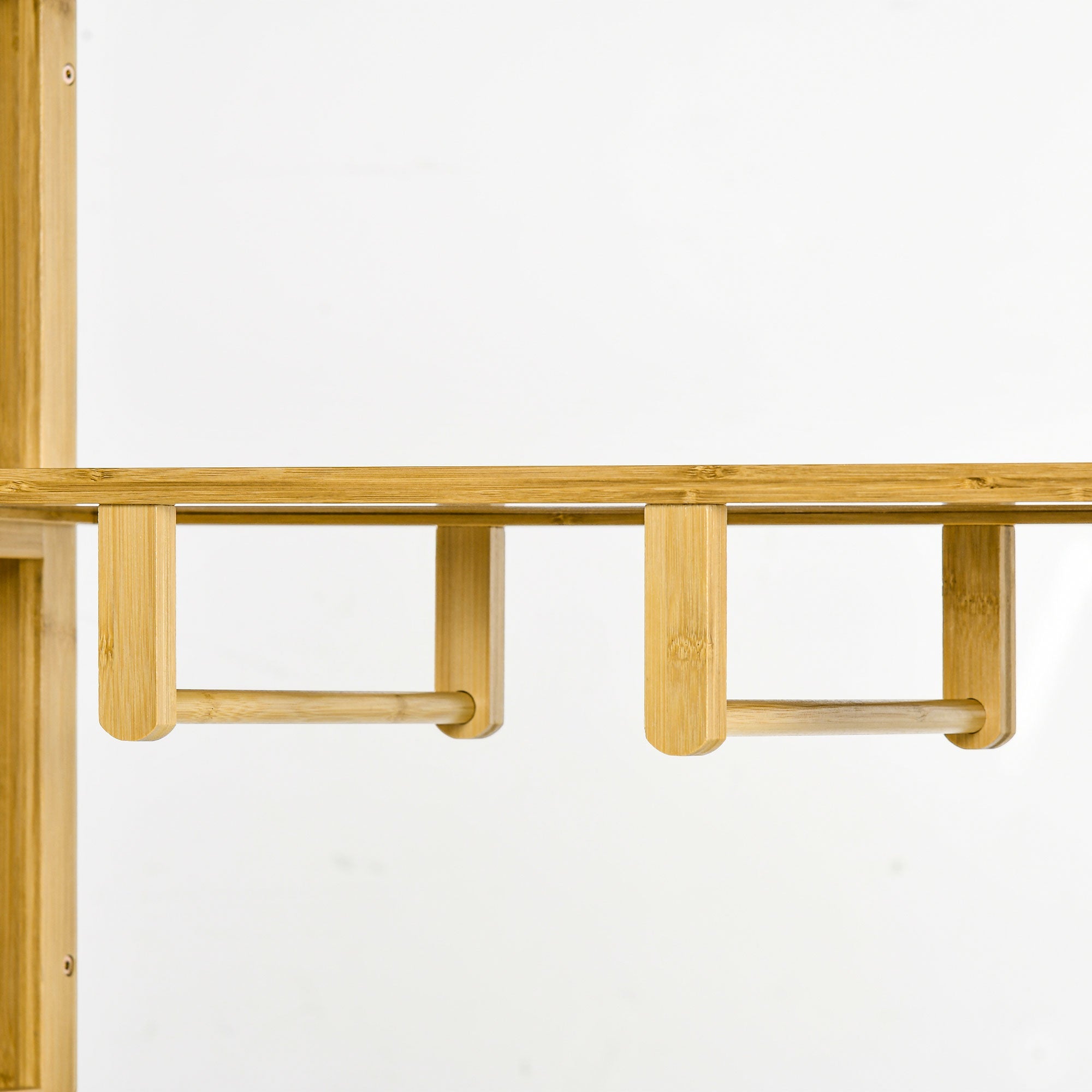 Armadio Aperto 2 Ante Scorrevoli Appendiabiti e Ripiani 145x35x165 cm in Bambù