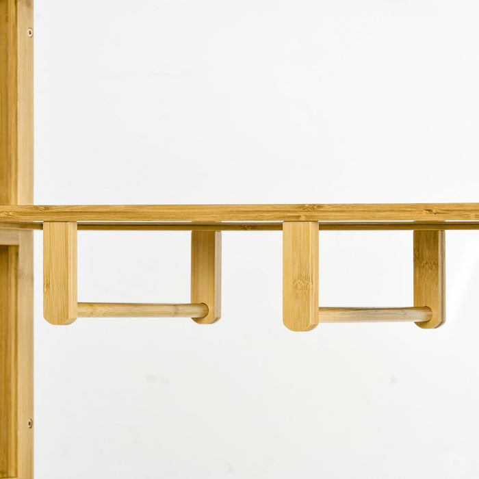 Armadio Aperto 2 Ante Scorrevoli Appendiabiti e Ripiani 145x35x165 cm in Bambù