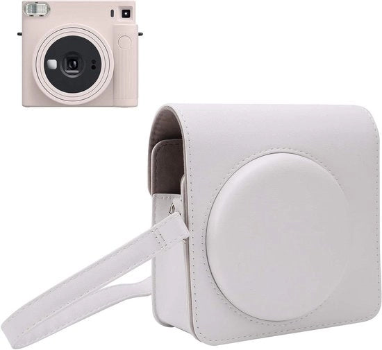 Etui per Fotocamera Instanto con Cinturino a Spalla in Pelle PU con Copertura Removibile con Cinturino per SQ1 (bianco)